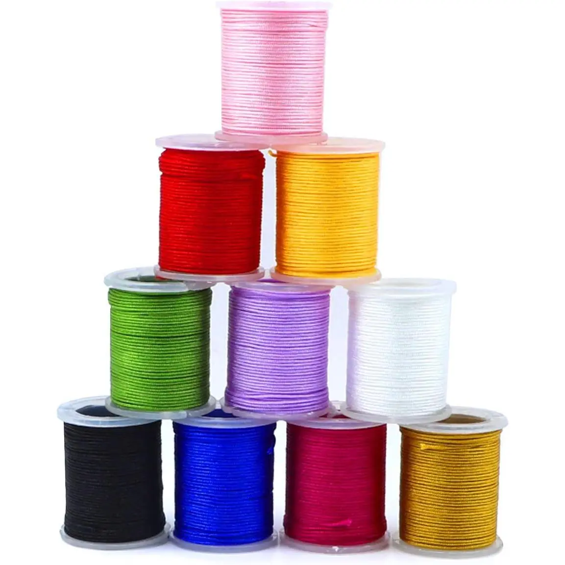 10-Roll Multi-Colors Flexible Round 0.8mm Nylon Cord Set, Crafting Thread for Chinese Beading, Jewelry Making Knotting Projects