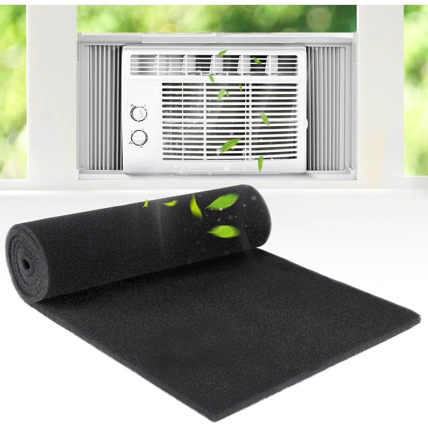 15.7" x 59"  Cuttable Air Conditioner Filters - Cut to Fit Carbon Pad Air Purifier Filters, Washable   Pad Pre Filter Roll for Air Filters AC Window Unit Charcoal Sheet