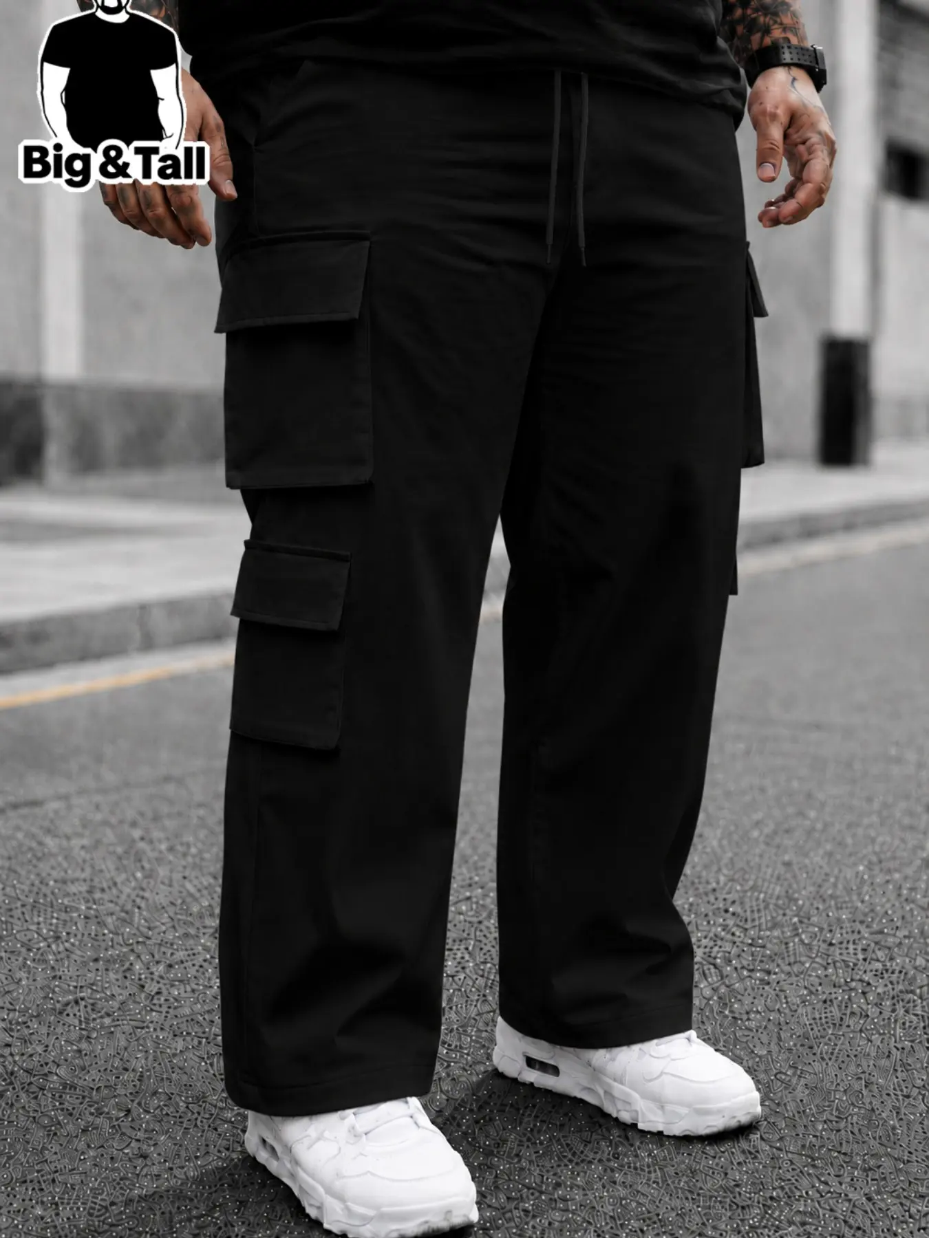 Large Size Men's Casual Sporty Work Pants, Everyday Street Pants, Multi-Pocket Design, Ideal for Outdoor, Fitness, Daily Wear, Urban Style