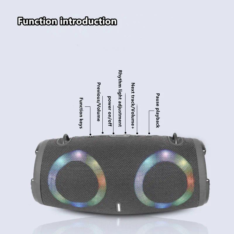 100W high power bluetooth speaker portable RGB colorful light waterproof wireless subwoofer 360 stereo surround TWS FM boombox