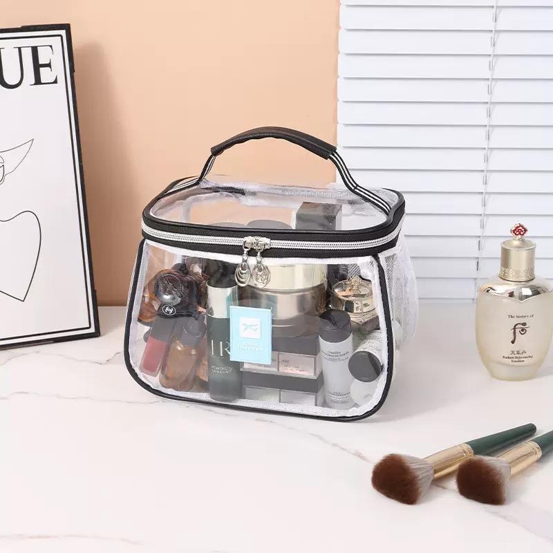New Portable Transparent Makeup Bag, Transparent Vanity Bag, Large Capacity Waterproof Travel Cosmetic Organizer, Ideal for Holidays and Dates, Non-Toxic Material