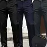 Three-Piece Men's Business Casual Pants, Golf & Formal Wear, Formal Business Attire, Loose Straight Fit, Comfortable Breathable Suit Pants, Long Regular Length, Menswear