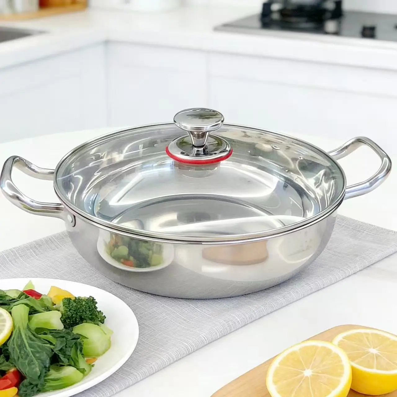 Thick Stainless Steel Soup Pot with Glass Lid and Dual Handles, Dishwasher Safe, Ideal for Home Cooking, Restaurant Use, Outdoor Camping, Stock Pot with Lid, Kitchen Pots, Kitchen Cooking Cookware