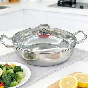 Thick Stainless Steel Soup Pot with Glass Lid and Dual Handles, Dishwasher Safe, Ideal for Home Cooking, Restaurant Use, Outdoor Camping