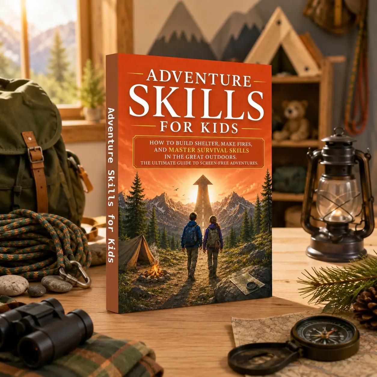 Kids Outdoor Adventure Book, Wilderness Survival Skills Guide, Build Shelters, Start Fires & Screen Free Explorer Activities