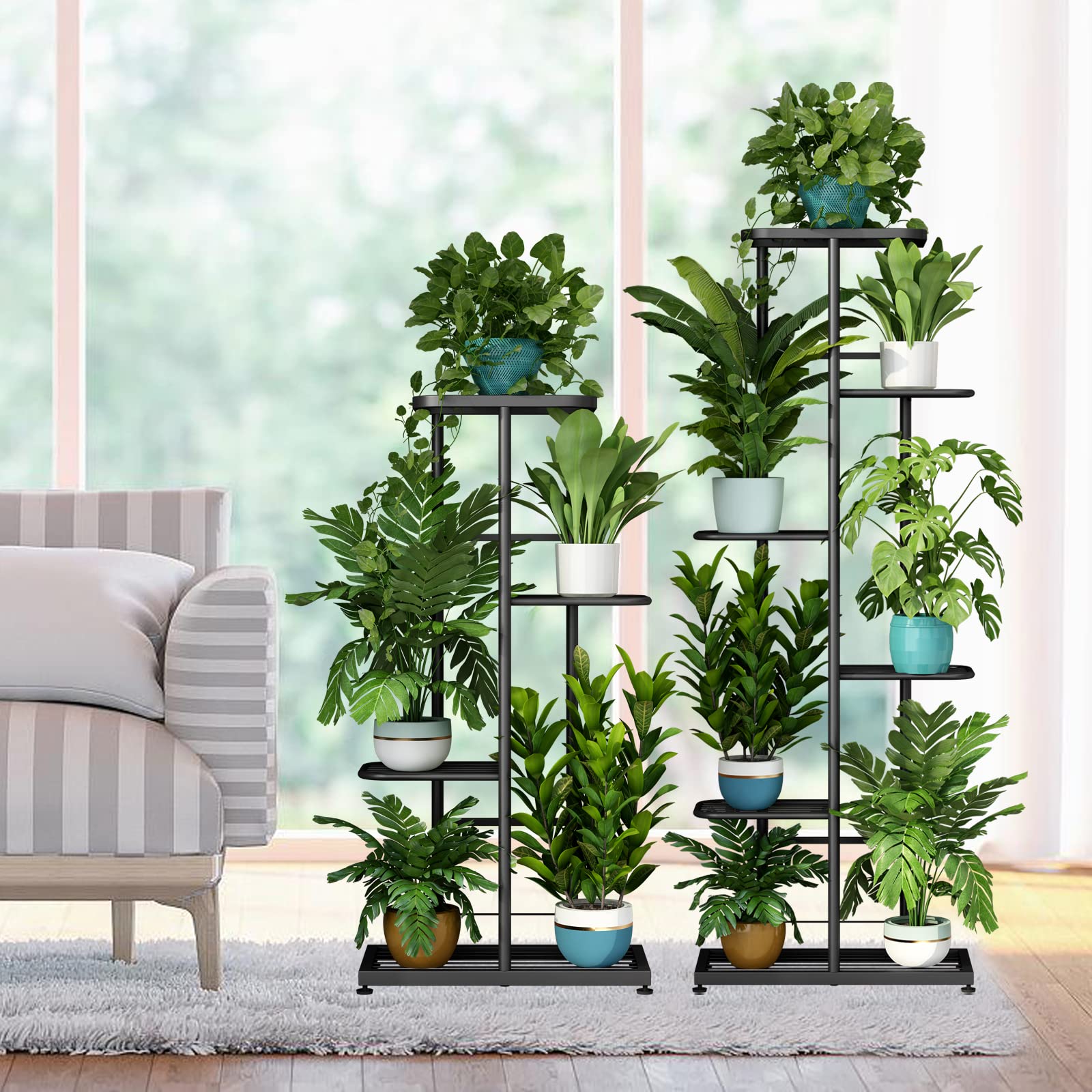 Plant Stand Indoor Outdoor Metal 4 Tier 5 Potted Multiple Flower Pot Holder Shelf Planter Display Shelving Unit for Patio Garden Corner Balcony Living Room【A001】 Deals For You Days