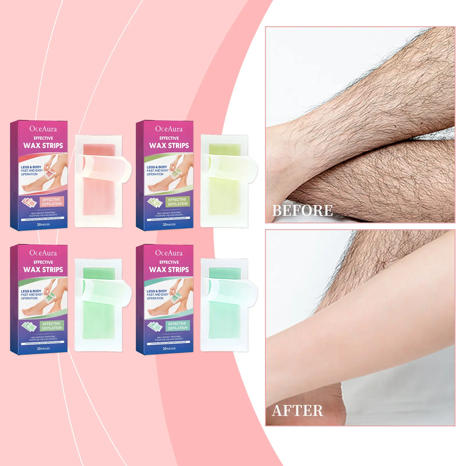 OceAura Rose fragrance type Scented Waxing Paper Series Gently Moisturizes, Refreshes Skin And Smoothen Body Waxing Strips