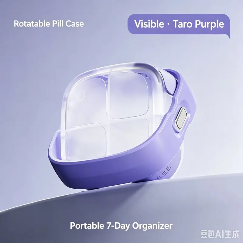 Rotating Pill Case, Portable 7-Day Weekly Pill Organizer, Mini Sealed Travel Medicine Container, Compact Pocket Vitamin Storage Box