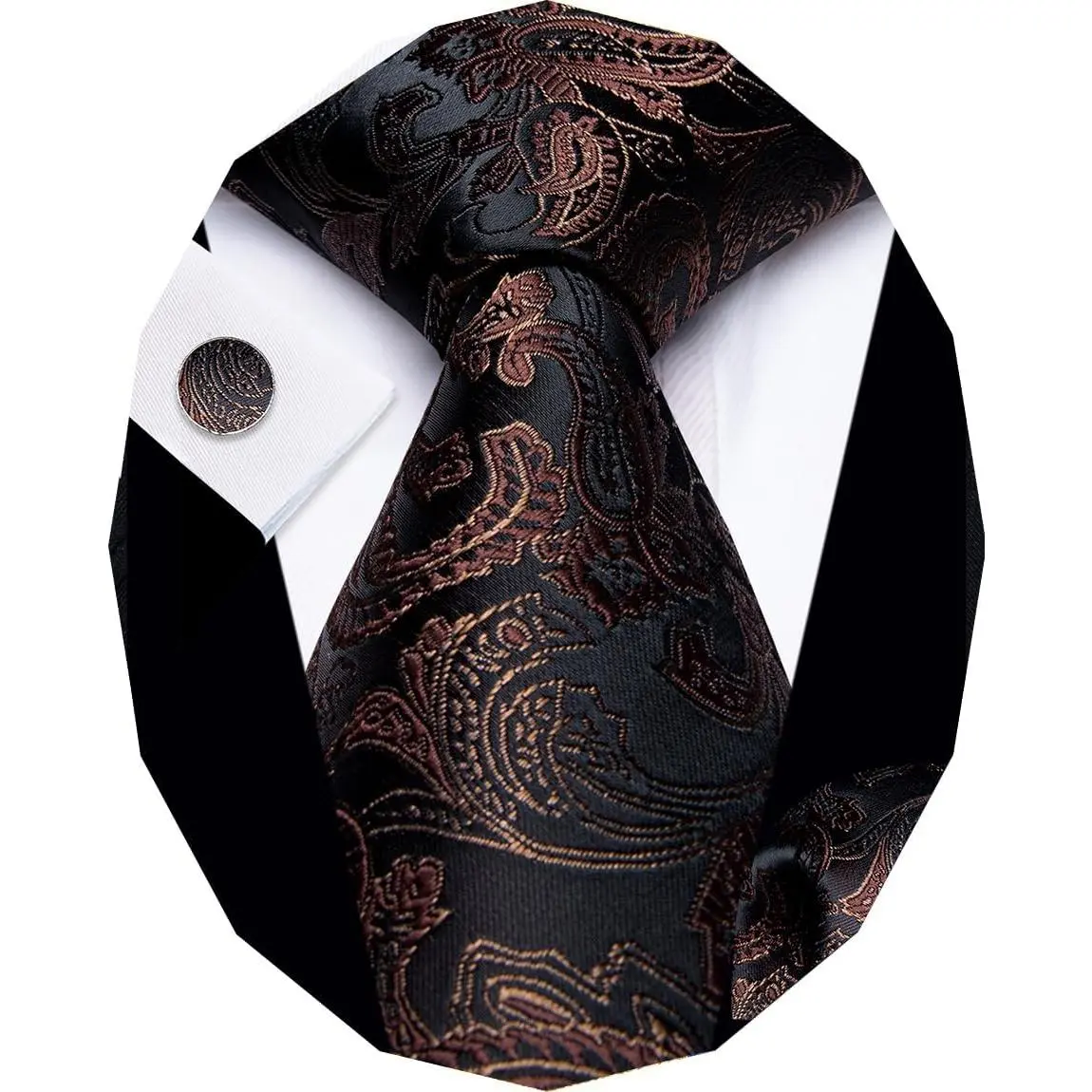 Paisley Tie Sets Floral Necktie Handkerchief Cufflinks Set Silk Woven Ties Business Wedding Party