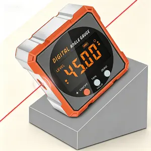 Electronic Angle Protractor 2-in-1 Laser Level & Digital Gauge, Magnetic Level Cube with Slope Percentage, Dual Laser Gauge for Miter Saw, Woodworking Measuring Tool with Level Box for Hanging, Reusable No Glue Needed