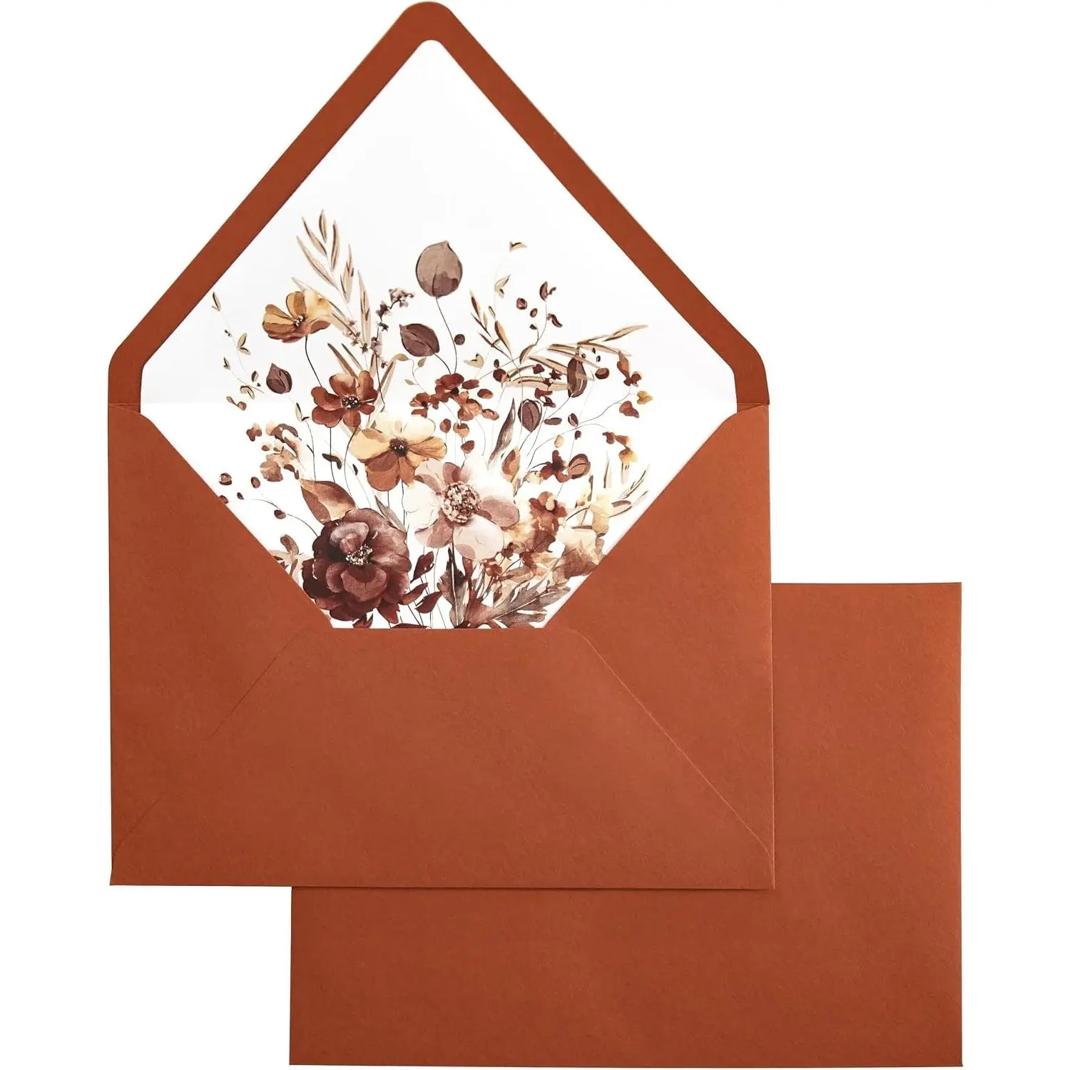 50PCS A7 Euro Flap Envelopes, Burnt Orange Liner Envelope | 5x7 Envelopes for Wedding Invitation Cards, Christmas Gift Cards Envelope, Acrylic Invitations, Photos