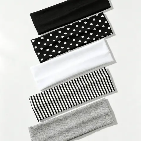 5-Piece Set Women's Fashion Polka Dot, Striped, Solid Color Hairbands, Fashion Headbands, Perfect for Daily Use, Trendy and Stylish Accessories