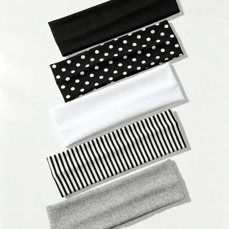 5-Piece Set Women's Fashion Polka Dot, Striped, Solid Color Hairbands, Fashion Headbands, Perfect for Daily Use, Trendy and Stylish Accessories