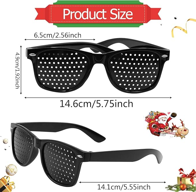 Unisex Pinhole Glasses for Eye Fatigue Relief – Lightweight Black Frame Vision Aid with Holes, Screen & Reading Eye Relaxation Tool