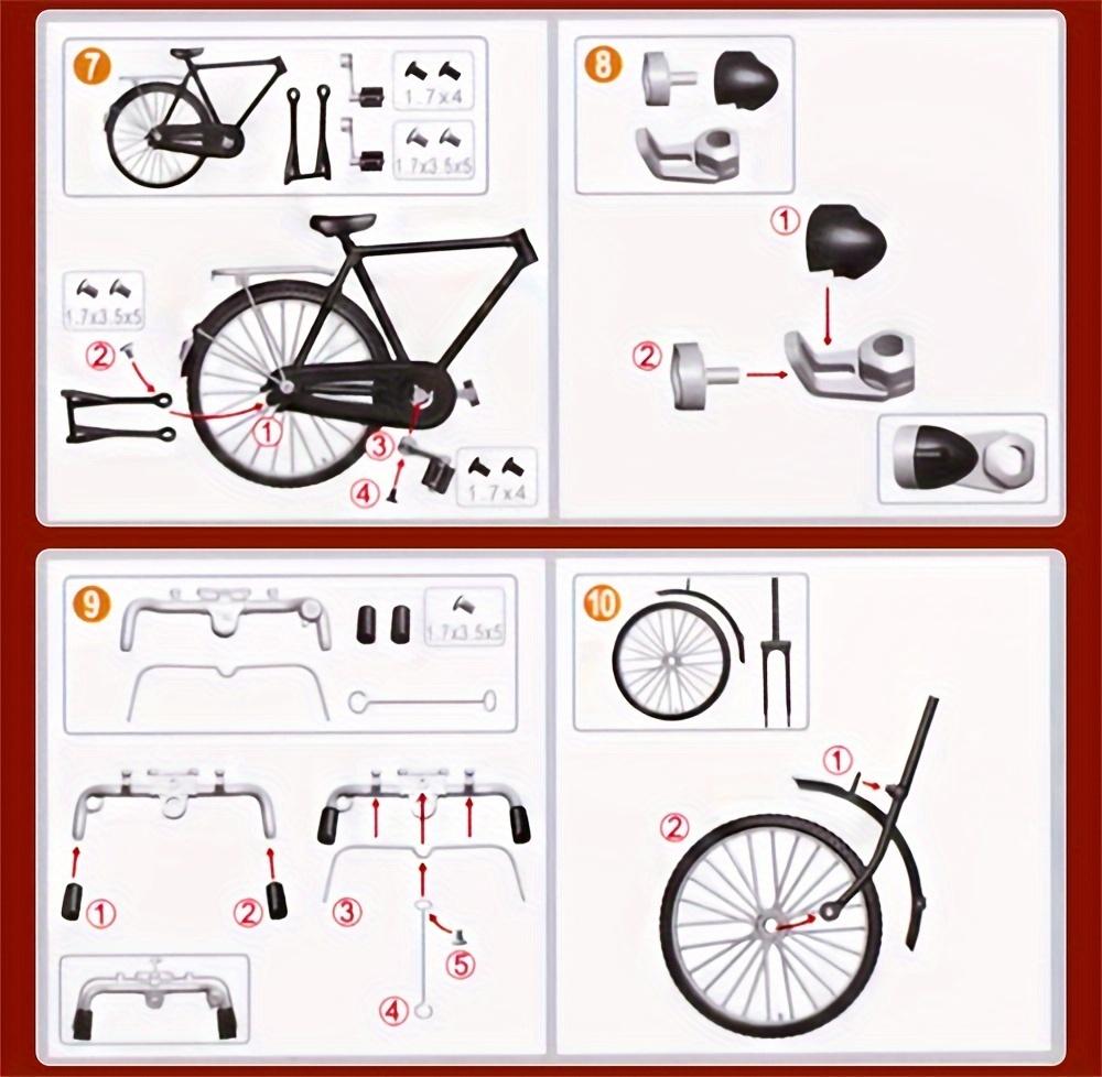 52-Piece Brain-Training/Hands-On/Retro Bicycle Model Set - Miniature Aluminum Alloy Set, Perfect for Collectors and Hobbyists, a Meaningful Gift and Home/Office Decor.
