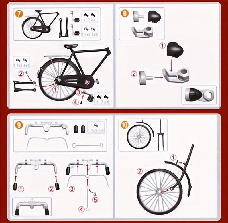 52-Piece Brain-Training/Hands-On/Retro Bicycle Model Set - Miniature Aluminum Alloy Set, Perfect for Collectors and Hobbyists, a Meaningful Gift and Home/Office Decor.
