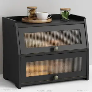 Large Bread Box for Kitchen Countertop, Black Bread Storage Container for Homemade Bread, Double Layer Farmhouse Breadbox Organizer for Kitchen Counter Cabinet, Pantry, Cupboard (Black)FFApexActive6CCSummitSway27AB16BoltCraft