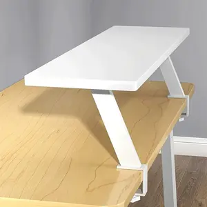 1pc White Wooden Floating Desk Shelf - Rectangular No-Drill Countertop Organizer with Multiple Levels for Home Office, Perfect for Books, Pens, The Best Gifts for Thanksgiving and Christmas