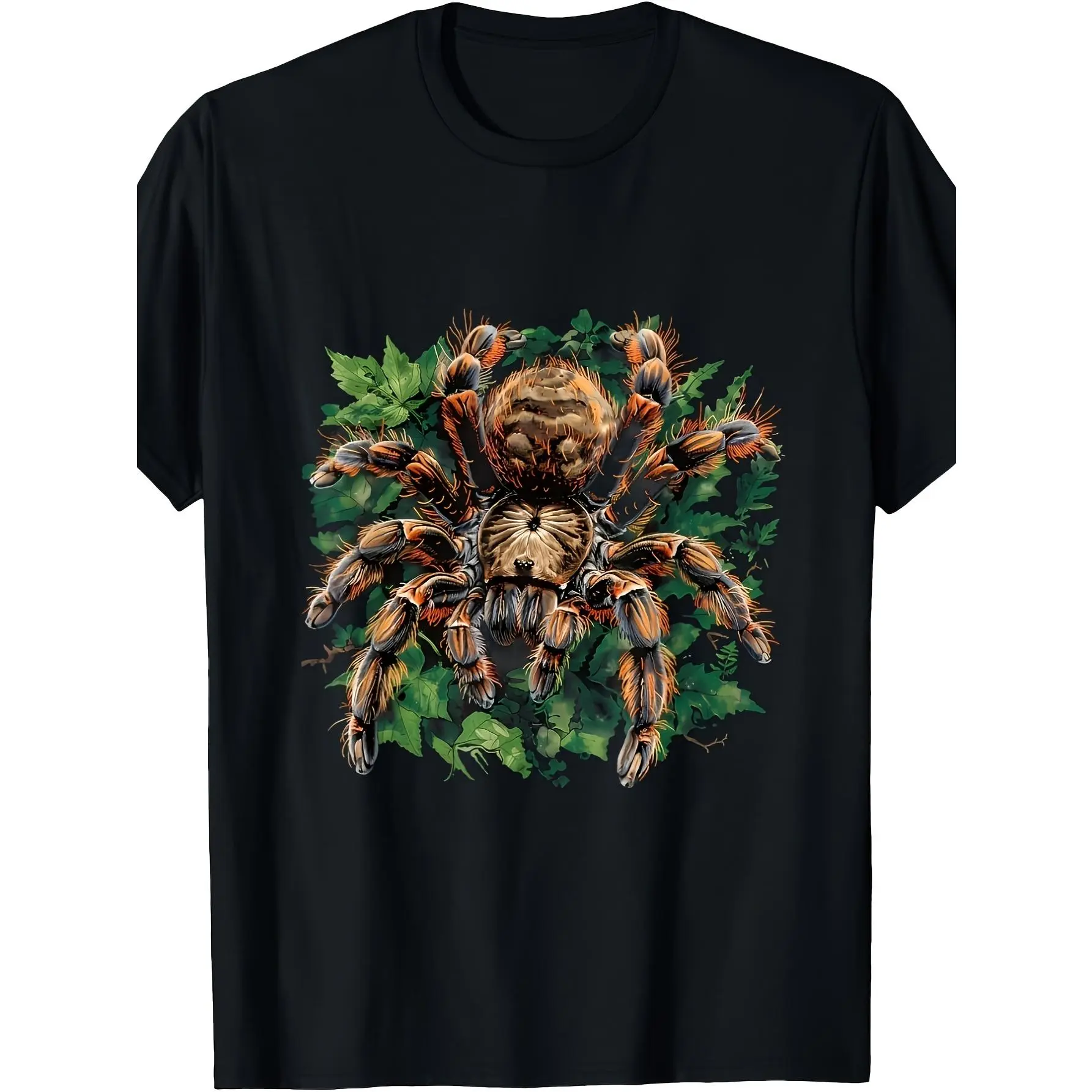 [100% Cotton] 100% Cotton Tarantula Spider Graphic T-Shirt - Heavyweight 220gsm Cotton Crew Neck Tee - Realistic Tarantula Chiletecas - Soft Breathable Shirt for Halloween, Arachnid Lovers - Unisex Adult Sizes S-XXXL - Black arachnid Apparel