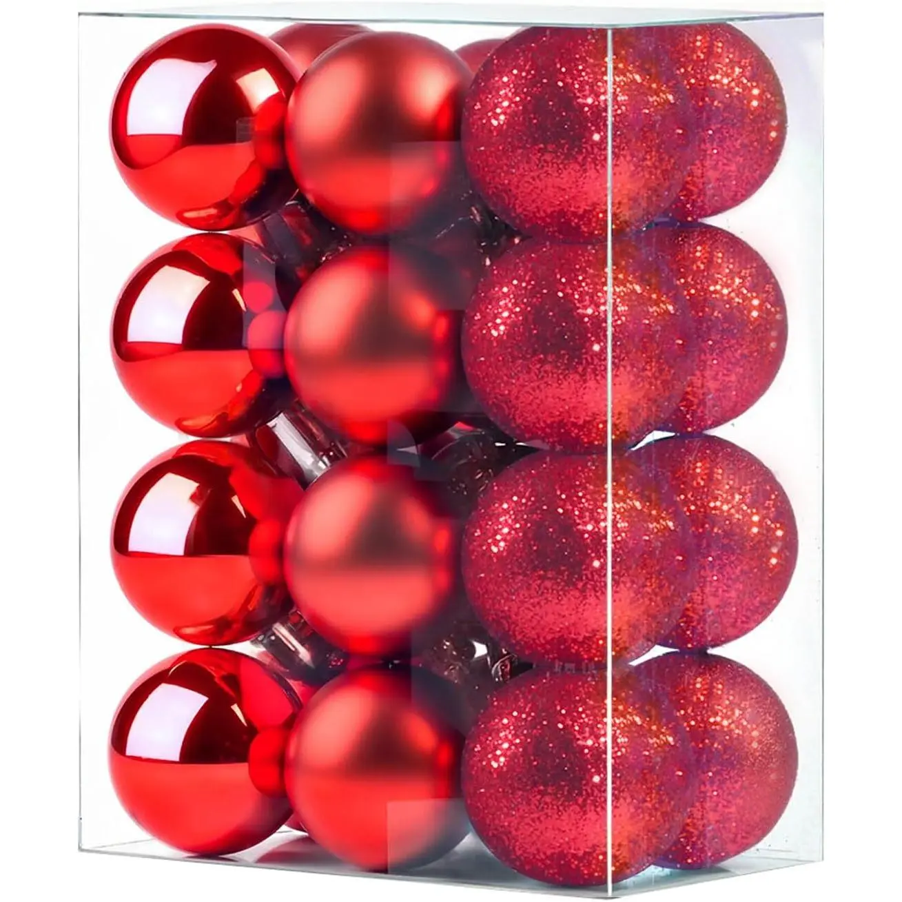 Set of 24 Mini Shatterproof Christmas Balls Tree Ornaments Party Decoration, 3cm/1.1'' (Red)