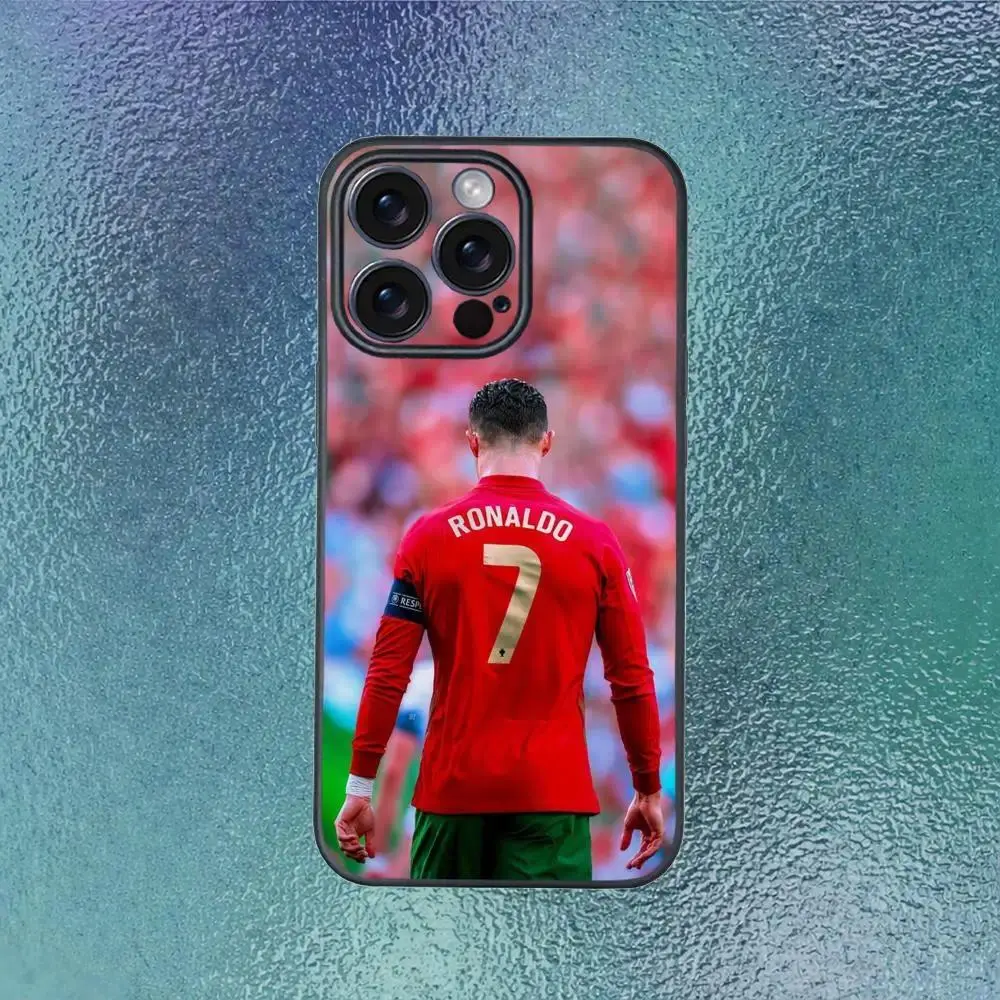 CR7 Brave Ronaldo 7 Personalized Football Phone Case, Black Frosted Soft Shell Accessories for iPhone 17/16/15/14/13/12/11 Pro Max/Plus/Mini, Colorful Protection with Scratch Resistance