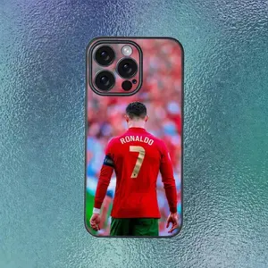 CR7 Brave Ronaldo 7 Personalized Football Phone Case, Black Frosted Soft Shell Accessories for iPhone 17/16/15/14/13/12/11 Pro Max/Plus/Mini, Colorful Protection with Scratch Resistance