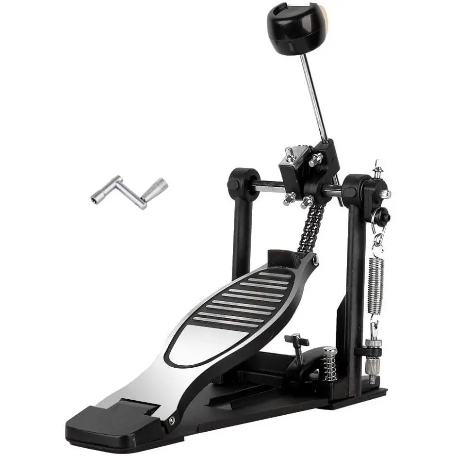 Bass drum pedal,Double Chain Drum Step  Hammer,Single Bass Drum Pedal come with Drum Beater Stick and 1 count Drum Key