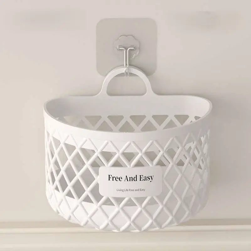 2pcs/1Set (1pc Basket And 1pc Hook) Easy Hanging Storage Basket, Multifunctional Shelf Rack, Suitable for Bedroom, Living Room, Bathroom, Etc, Shelf Baskets
