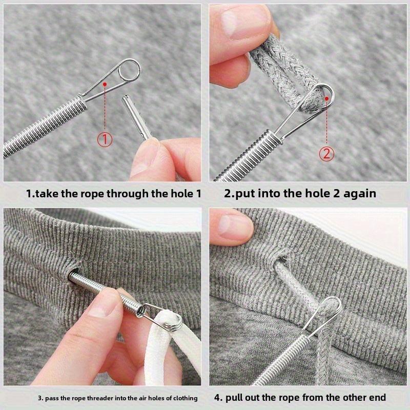 5 Counts Spring Drawstring Threader Tool Bendable Rope Threader Clip Multi-Purpose Hoodie String Threader Drawstrings Replacement Tool Hand Sewing, Spring Loop Threader for Sweatpants Shorts Jackets