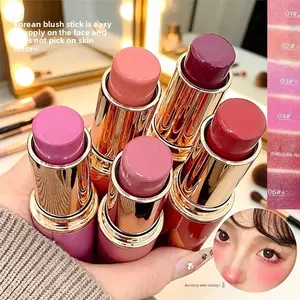 Gege Bear Colorful Vitality Blush Stick, Low Saturation Matte Fine Pigmented Korean Nude Blush, Affordable Makeup for Students