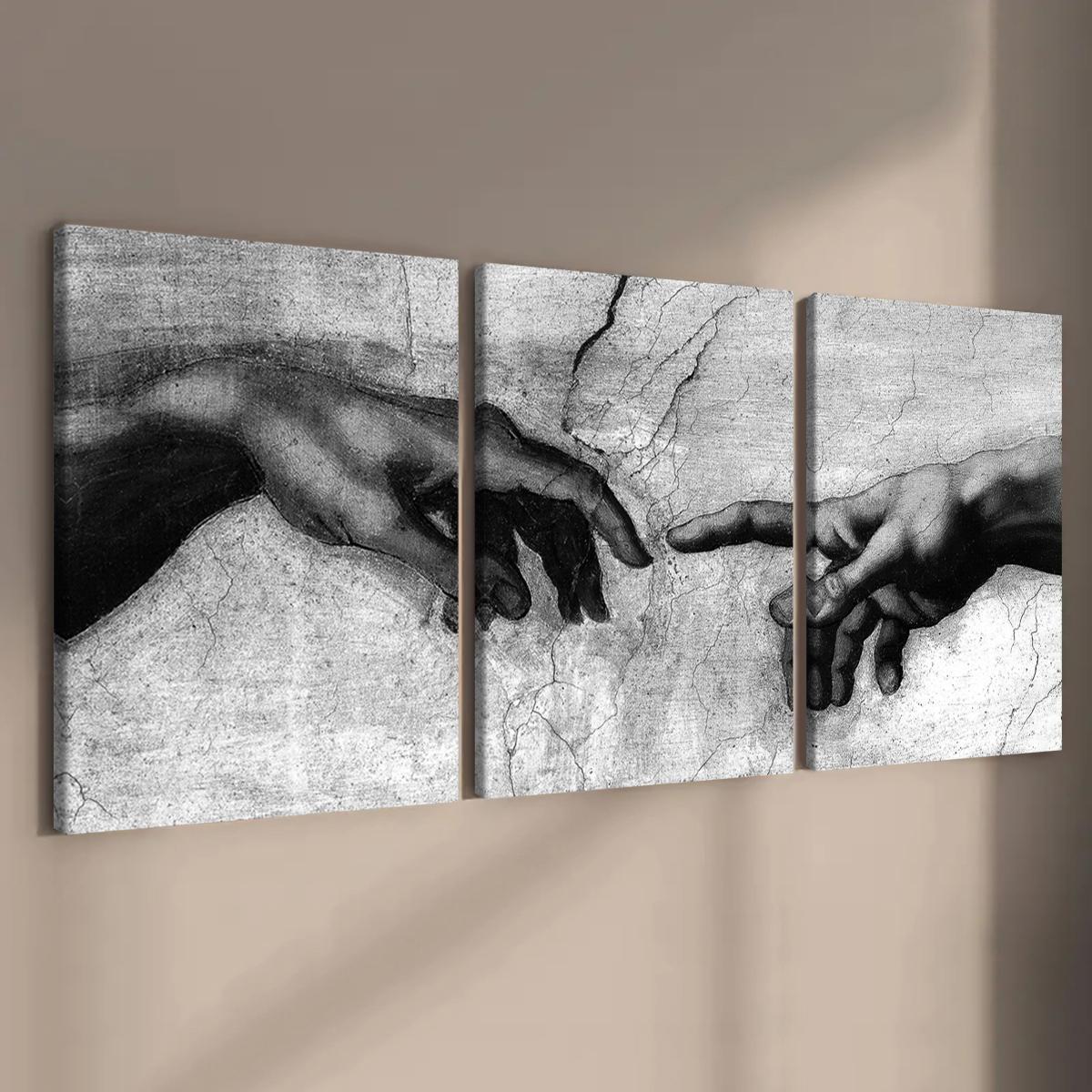 Wooden Framed Canvas Painting, 3 Counts/set Hand Pattern Wall Art, Modern Art Wall Decoration, Home Decoration Canvas Prints Poster, Solid Wooden Frame, Artistic, Universal Aesthetic