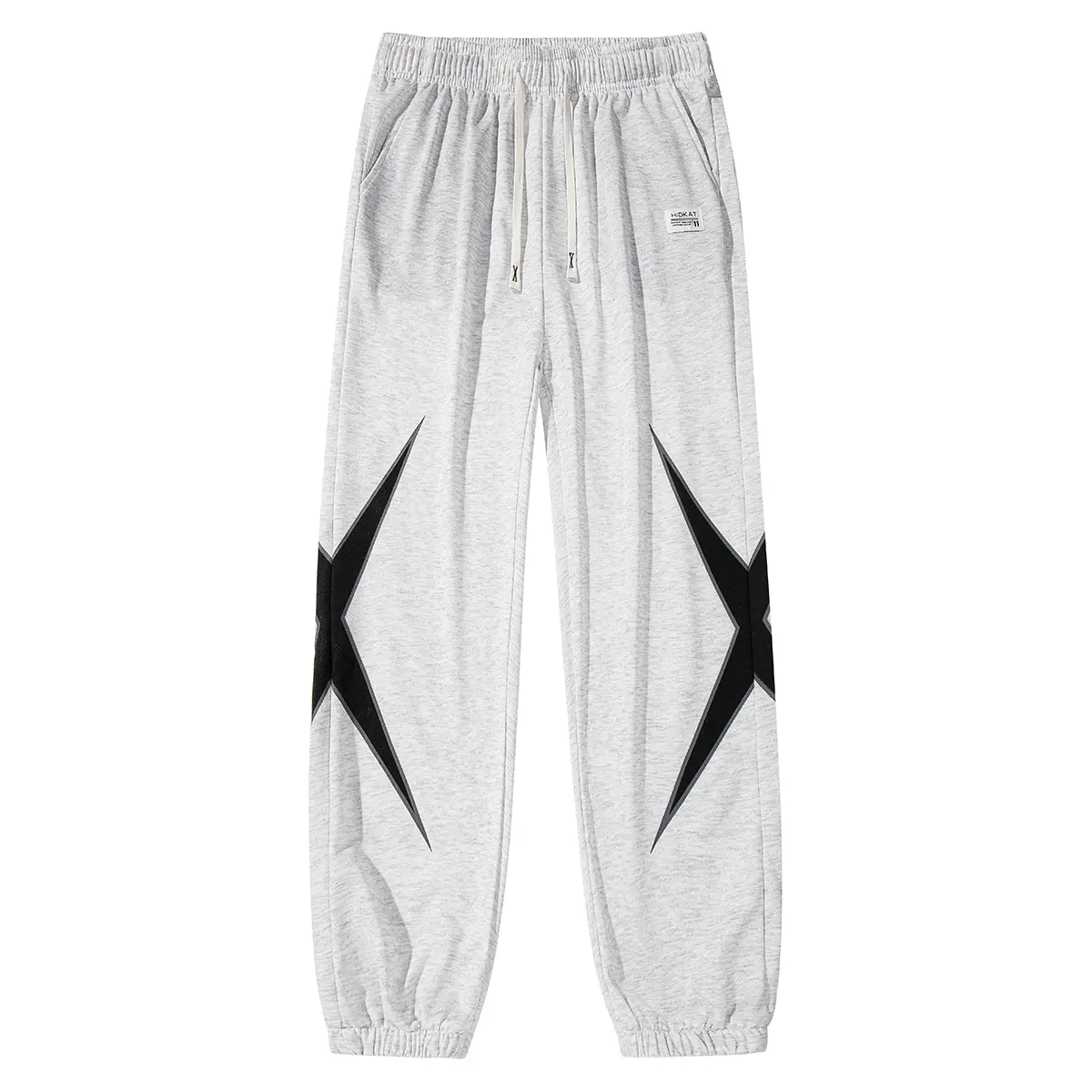 Men's Cross Star Print Jogger Track Pants, Elastic Drawstring Waist Ankle Cuff Loose Athletic Sweatpants, Soft Breathable Streetwear Trousers, Fashion Hip Hop Skater Gym Running Beach Outdoor Daily Retro Casual Sport Long Pants for Guys