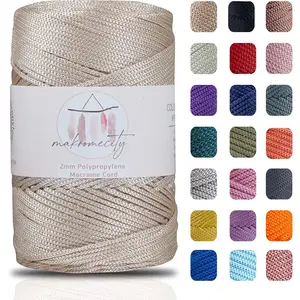2mm Polyester Macrame Cord 250 Yards (750 Feet) Latte Polypropylene Cord for Crochet, Macrame Crafts, Wall Hangings, Bags, Underplates, Rugs