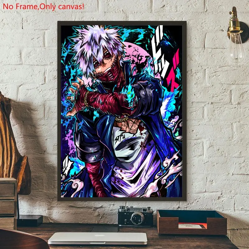 1 piece/set frameless canvas painting print poster,Classic passionate anime art，Dabi Blue Flame，a perfect gift for anime lovers，ideal gift for bedroom, living room, dorm hallway, kitchen, mural, wall decoration, room decor