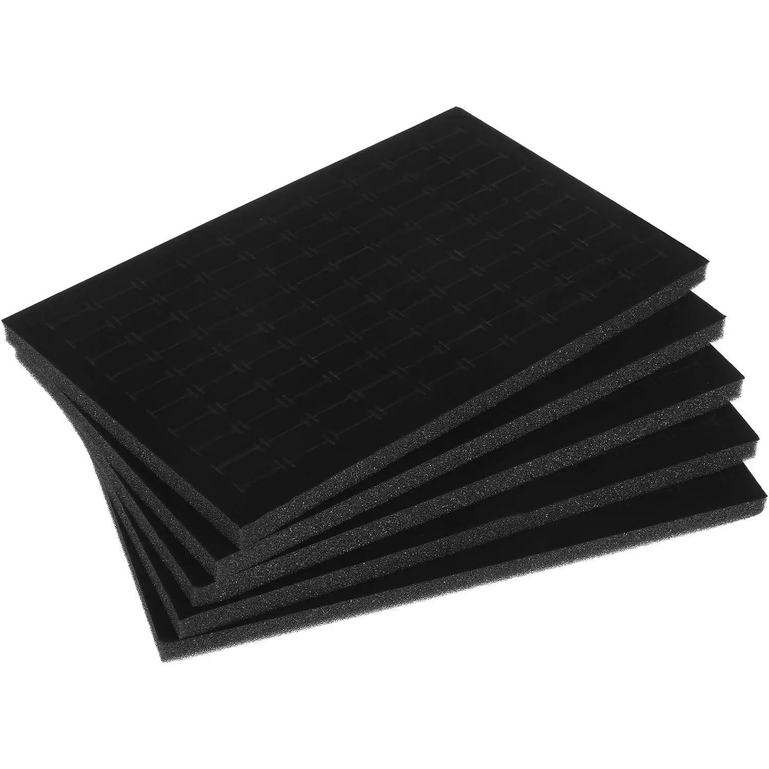 5Pcs Jewelry Box Foam Inserts - 100-Slot Black Velvet Padding, Cuttable Tray for Ring Storage, Earrings Organizer & Home Storage Solution