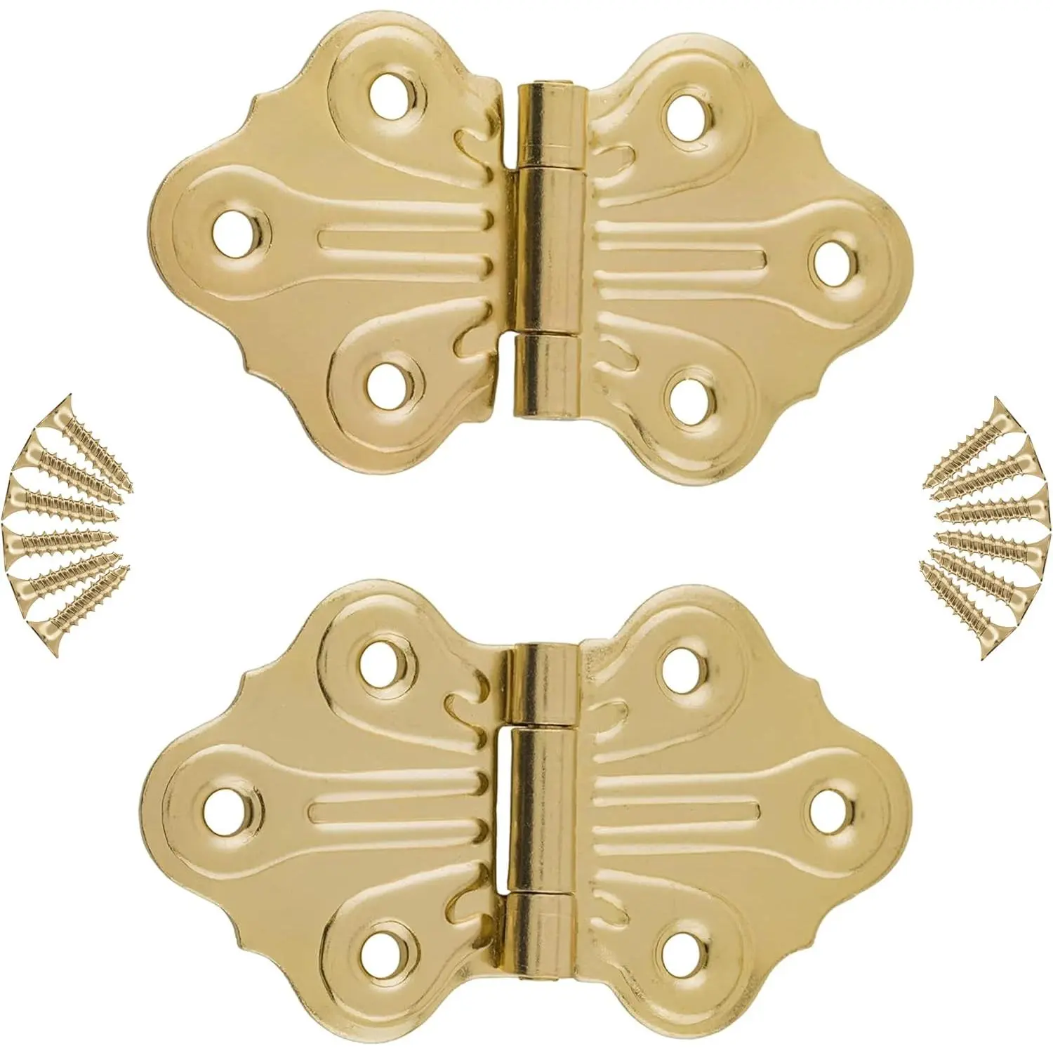 Polished Brass Butterfly Hinges - 2-7/8" x 1-11/16" - Pack of 2 - Decorative Surface Mount Hinges for Cabinet Doors, Cupboards and Boxes - UA-264-HPB (1)