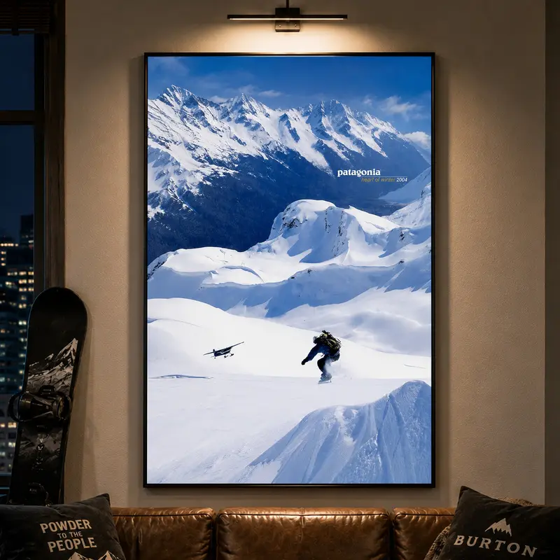 Patagonia 2004 Winter Magazine Poster, Vintage Outdoor Wall Art, Retro Adventure Print, Ski and Snowboard Decor, Mountain Cabin Wall Art, Outdoor Lifestyle Poster, Living Room Office Decor, Adventure Travel Wall Decor, Vintage Magazine Cover Print, Outdoo