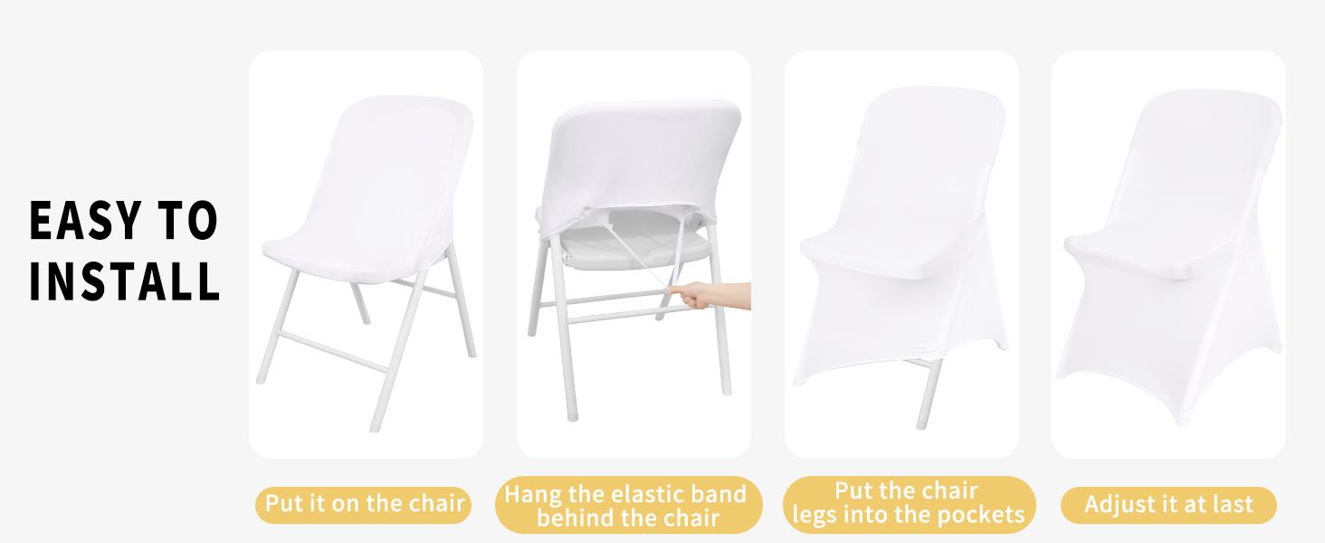White Chair Covers Stretch Folding Chair Covers Spandex Fitted Chair Slipcovers for Wedding Dining Banquet Holidays Celebration Trade Show Craft Show Decoration (30 Pack)