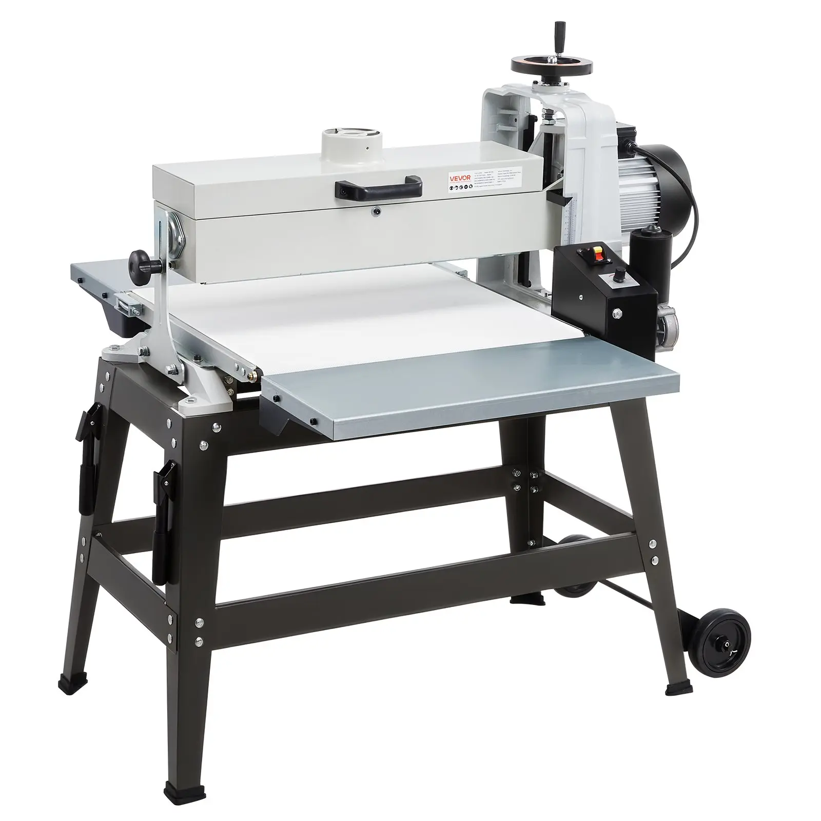 VEVOR 22" Drum Sander with Stand Extension Tables, 1.75HP 1440RPM Dual Motor Drum Sander for Woodworking - Variable Speed Conveyor Belt, 4" Dust Collection Port for Cabinet Furniture Finishing