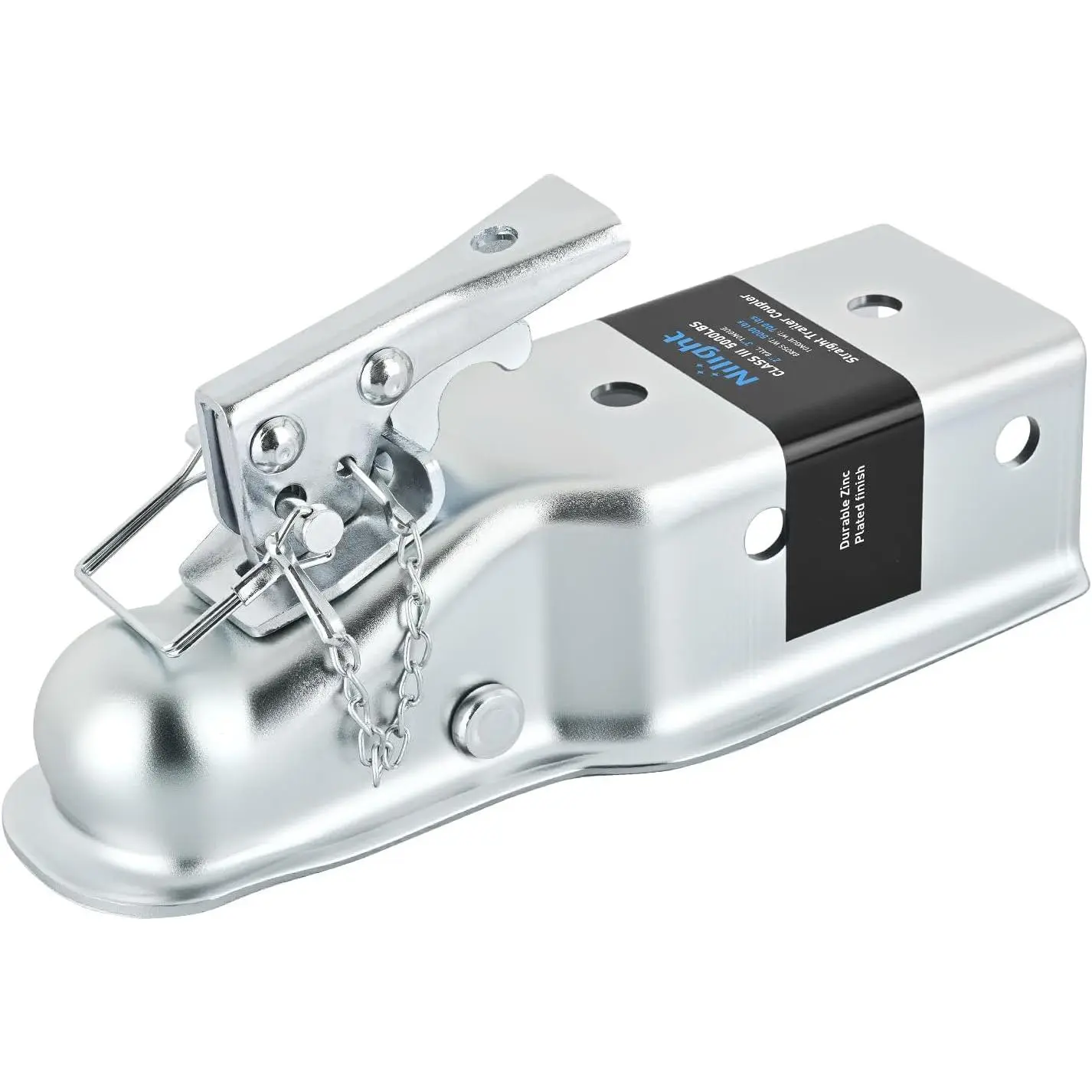 Nilight Heavy Duty Straight Trailer Coupler with Easy Lock System, Latch Pin & Chain, 3500 lbs Load Capacity, 3-Inch Channel, Bolted & Welded Installation for Truck, 2-Inch Wide Straight Trailer Tongues