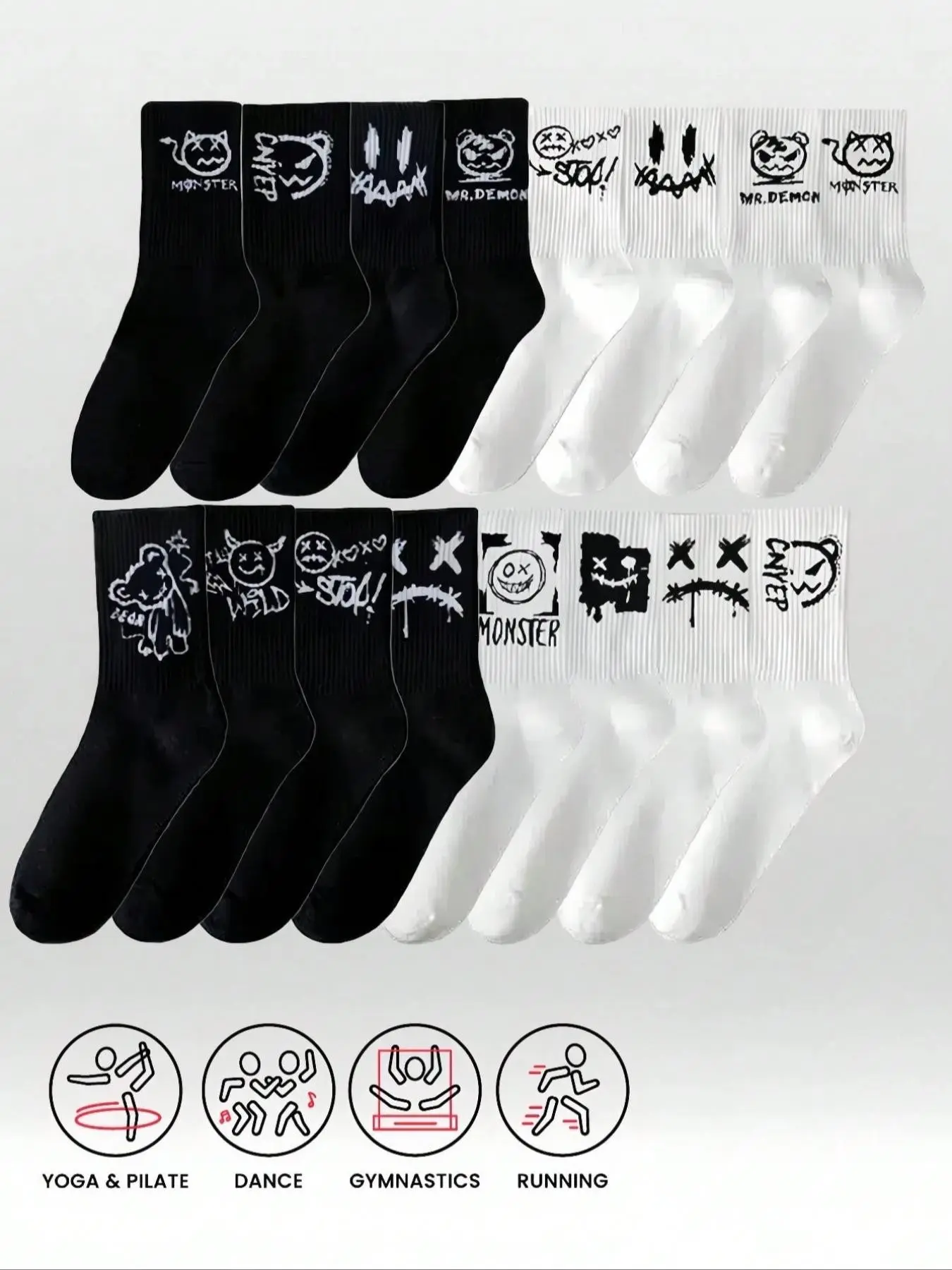 Men's Crew Socks, Geometric Pattern, Casual Style, All Seasons, Comfortable Breathable, Spring Summer Autumn, Active Socks, Indoor Outdoor Sports