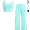Women's Two-Piece Set Strapless Tank Top + High-Waisted Wide-Leg Pants, Breathable Activewear Workout Set, Athletic Clothing Set, Sports, Yoga Gym Running, Summer Fitness Wear, Athletic Yoga Set