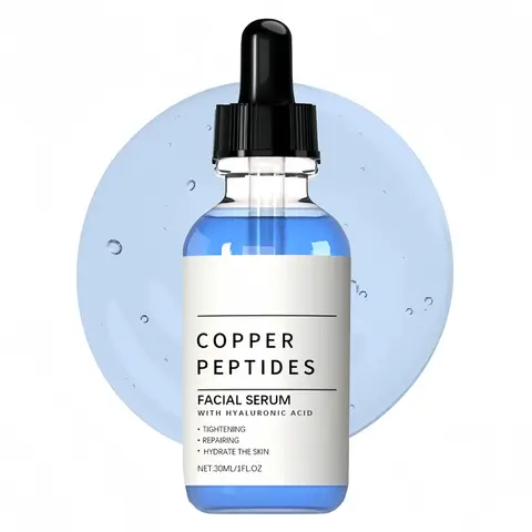 GHK-Cu Peptide Essence Serum, Copper Peptides Serum, Copper Peptide Face, Hydrating Moisturizing Hyaluronic Acid Facial Essence with Copper Tripeptide and Sodium Hyaluronate, 30 ml Boxed Nourishing Skincare Serum