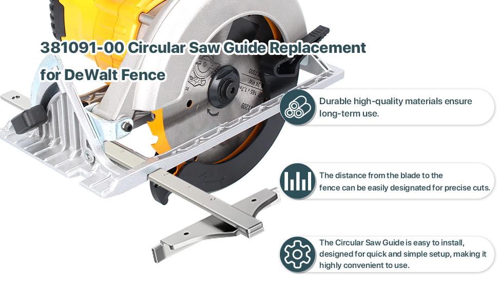 381091-00 Circular Saw Guide Replacement – Compatible with De-Walt DC390K, DW936, DC300, DC310, DCS391B, DCS393, DC390B Edge Guide Saw Fence for Cordless Circular Saws