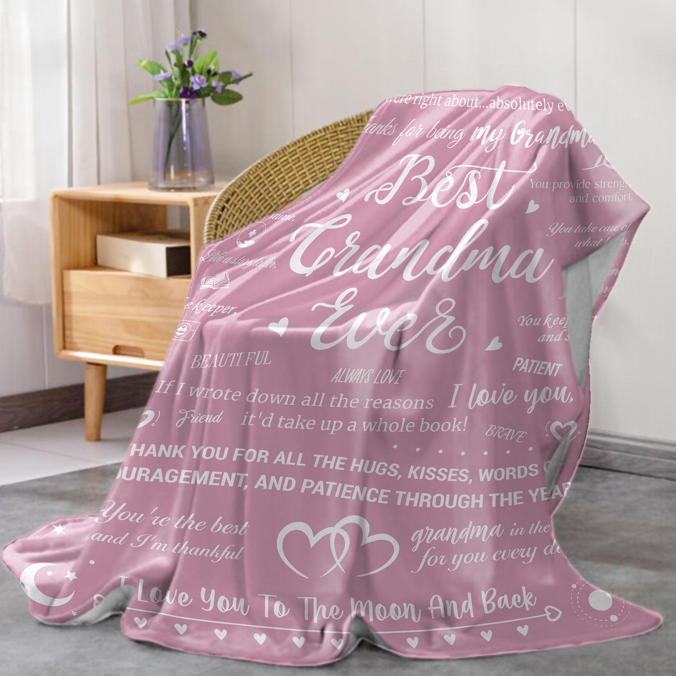 Text Element 1pc Gifts for Grandma from Grandchildren - Blanket, Birthday Nan, Presents Nana Nanny on Valentine'S Mother'S Day Christmas Fluffy Blankets, Soft And Comfortable Throw Blanket for Bed Or Office