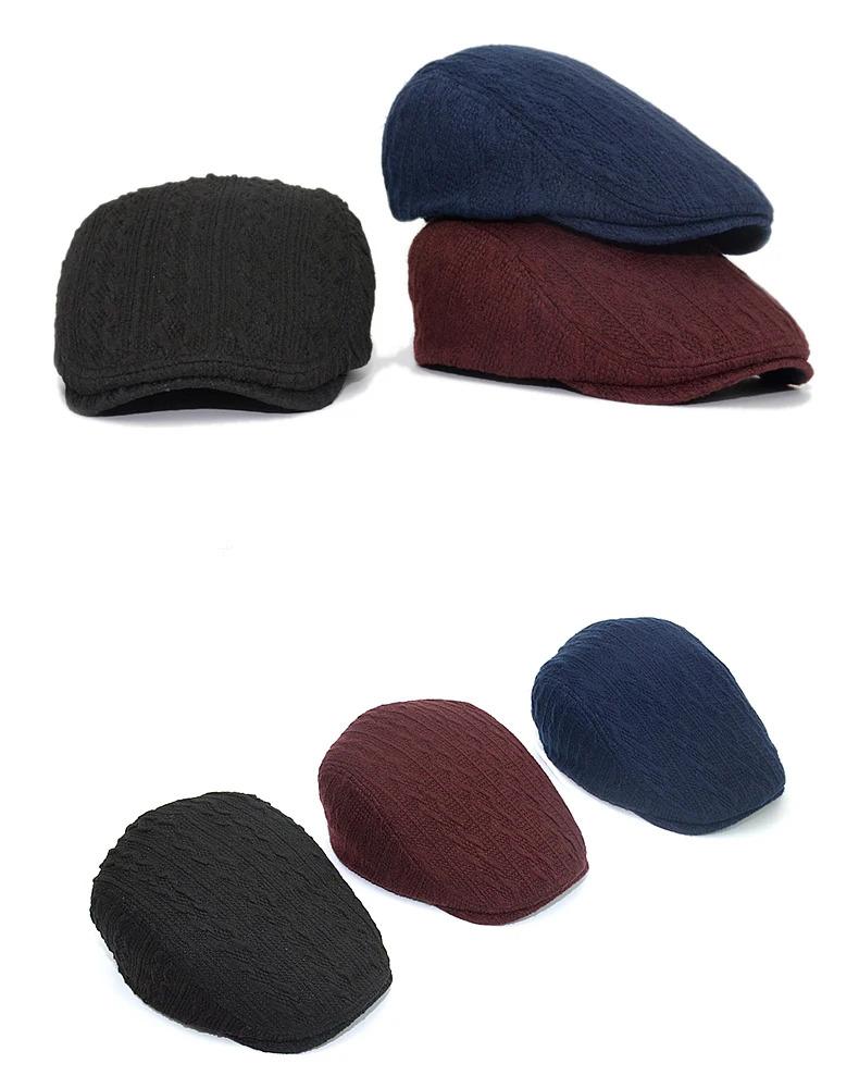 Beret Caps Fashion Knit Newsboy Cap Winter Warm Flat Hats Women Men Ivy Cap Solid Color Duckbill Hats Vintage Gatsby Beret Hat