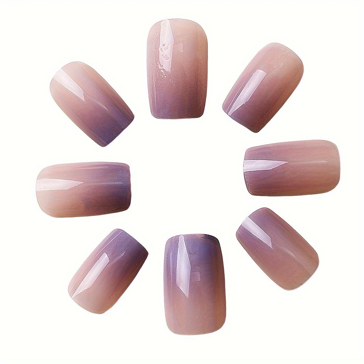 Women's 24pcs Medium-Length Square Gradient Glitter Press-On Nails - Easy Application, Suitable for Daily Wear & Wedding Occasions