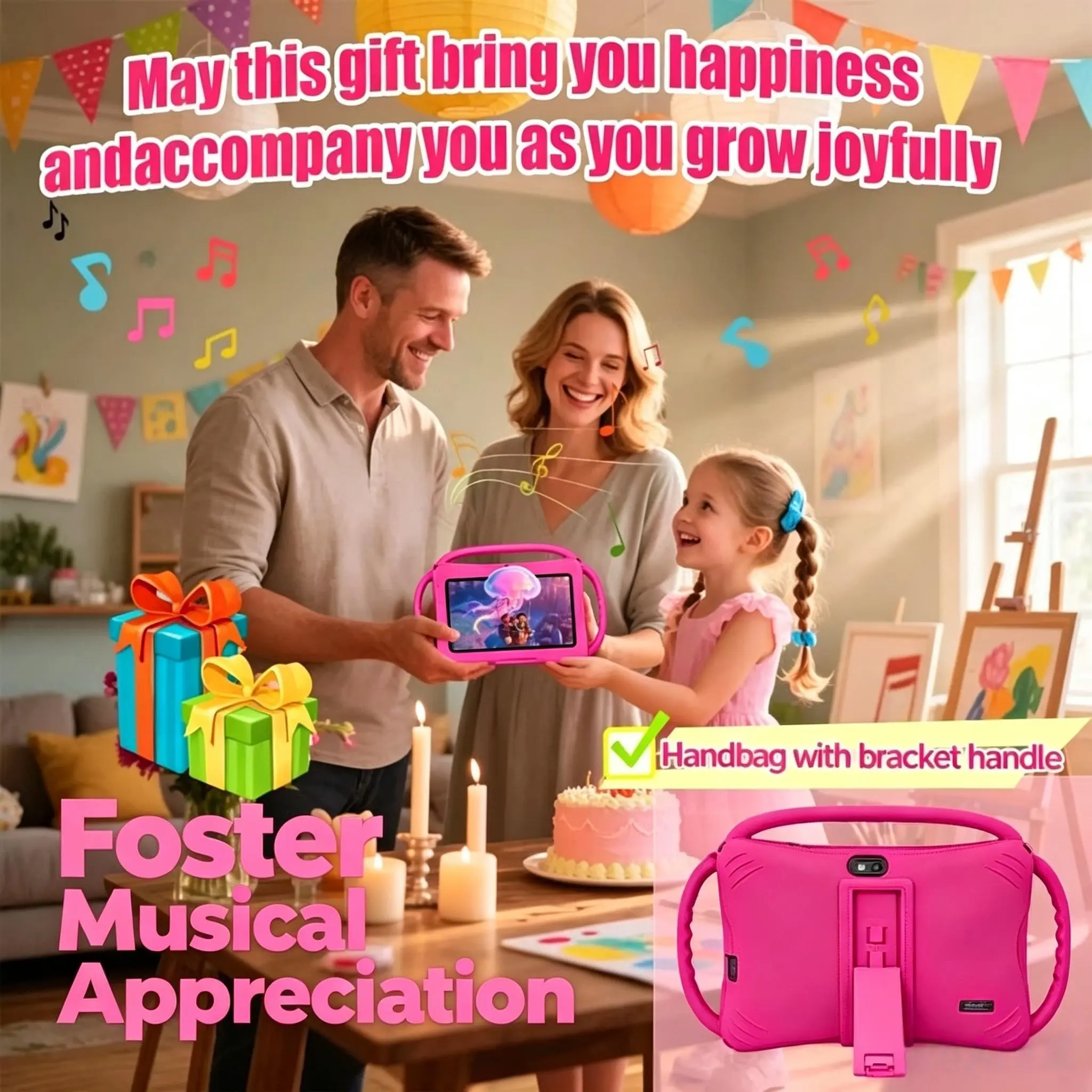 2026 New Toddler Android Learning Tablet, Parental Control, Dual Cameras, WiFi, 7-Inch Kids Tablet, Shockproof Case, Best Gift