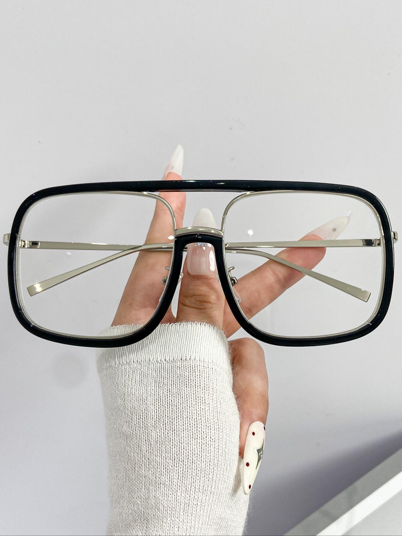 Unisex Street Style Tortoise Pattern Flat Top Frame Glasses, Trendy Casual Glasses for Everyday Use, Fashion Accessories for Outdoor Activities