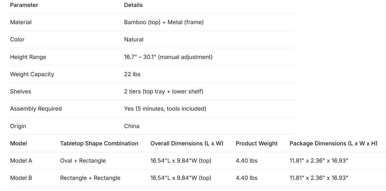 Bamboo C-Shaped Couch Tray Table, Height Adjustable Side Table with Slots & Storage Shelf, 2-Tier Sofa End Table for Living Room Bedroom Bamboo C-Shaped Couch Tray Table, Height Adjustable Side Table with Slots & Storage Shelf, 2-Tier Sofa End Table for Living Room Bedroom